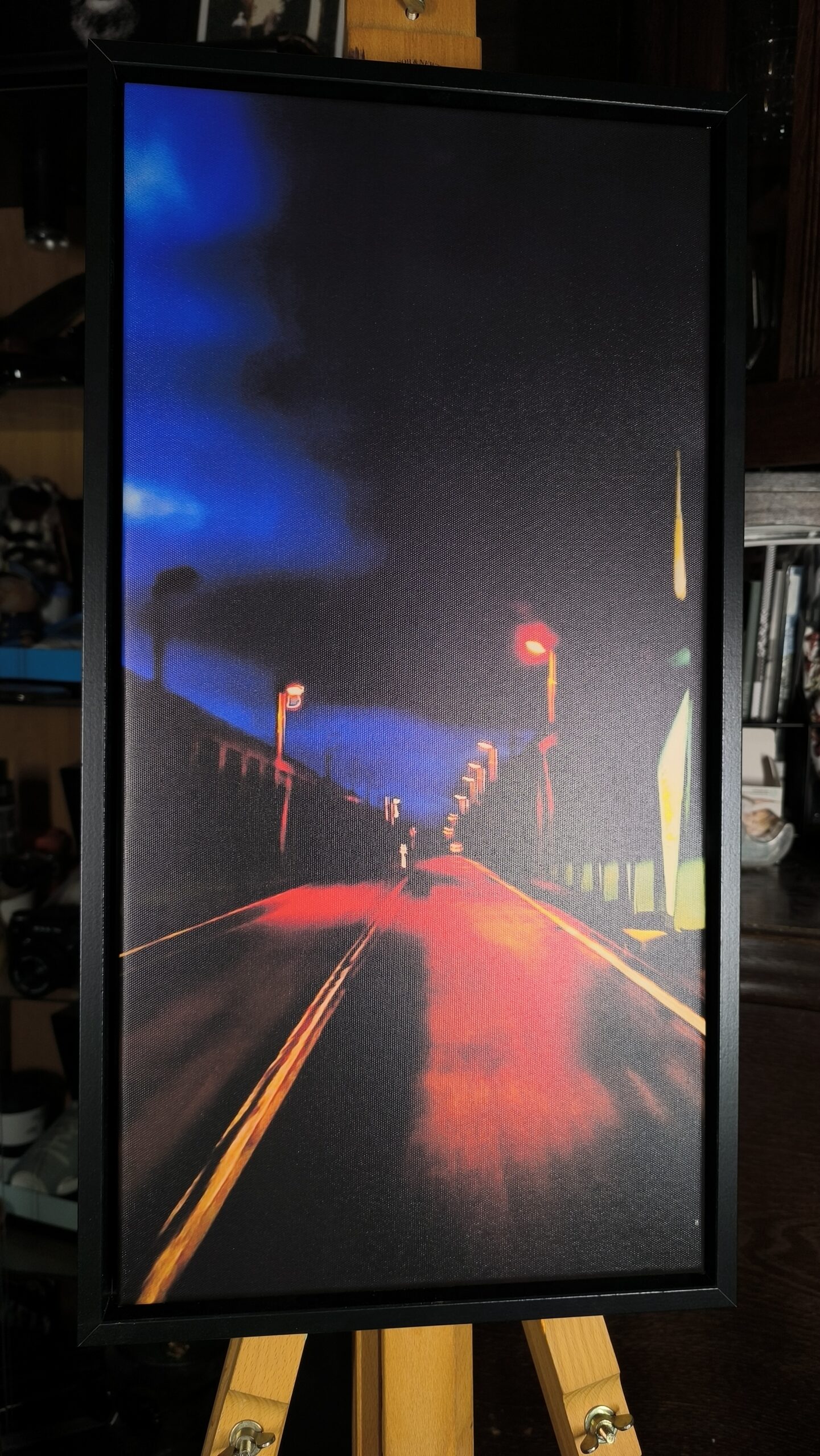 Zecheriner Brücke nach Usedom bei Nacht – Leinwand 60x30cm im Schattenfugenrahmen Zecheriner Brücke nach Usedom bei Nacht – Leinwand 60x30cm im Schattenfugenrahmen Usedom Fotografie 2